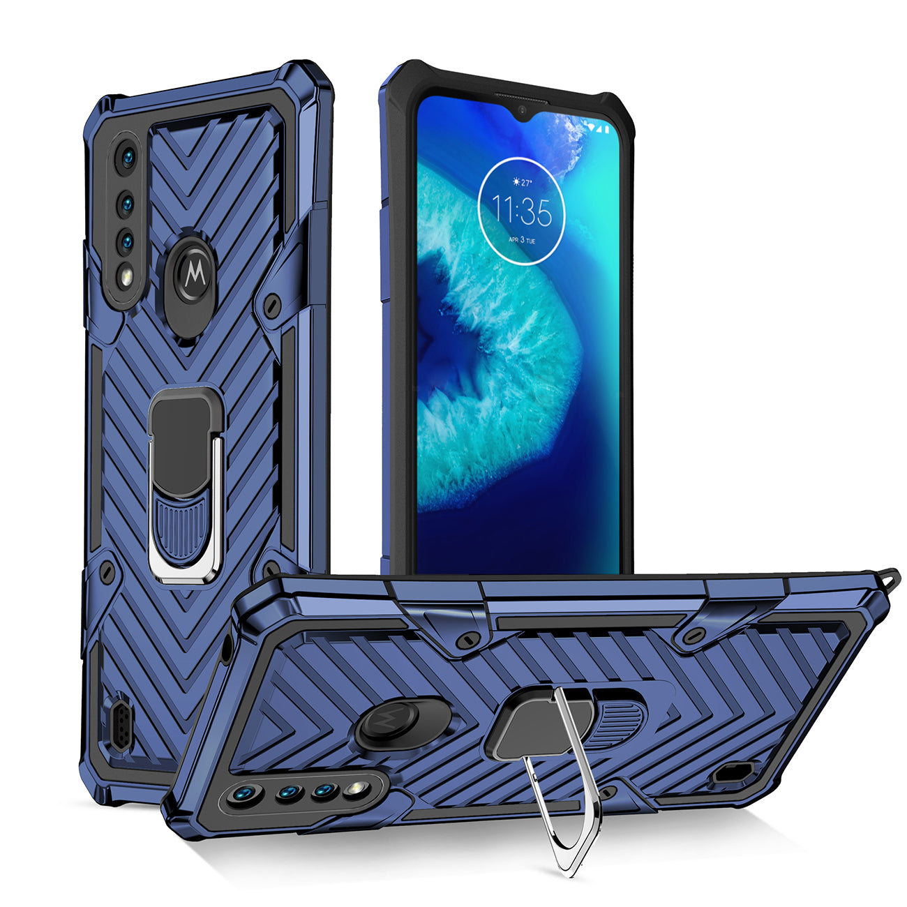 Reiko Kickstand Anti-Shock And Anti Falling Case for Moto G8 Power Lite In Blue